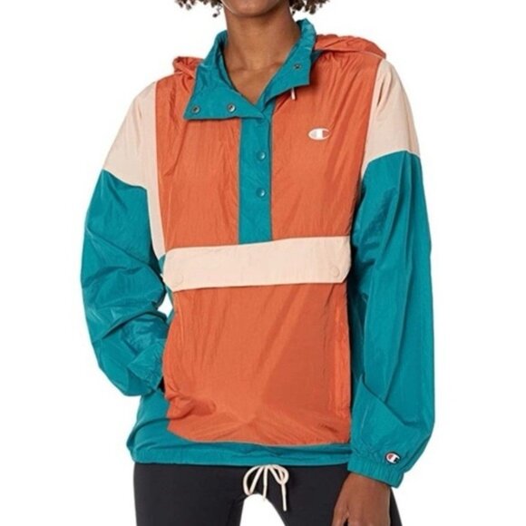 Champion Anorak Windbreaker Colorblock Jacket Womens M Pullover - Picture 1 of 6